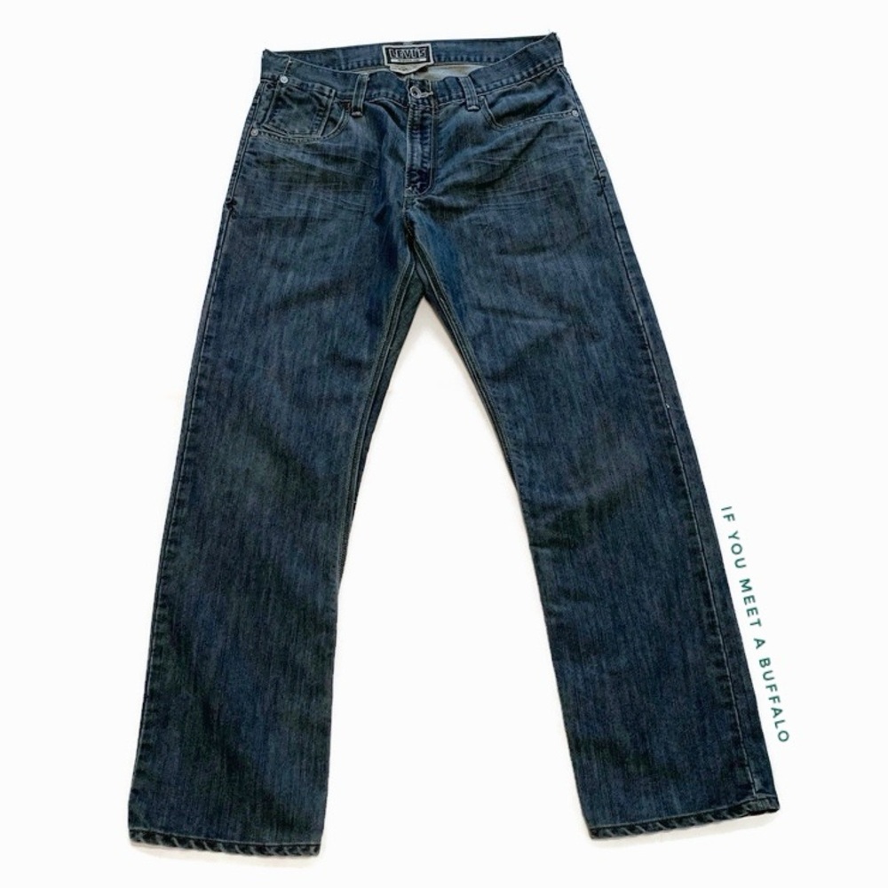 Levi’s 514 Men’s 34x32 Straight Fit Jeans Faux Button Medium Wash Distressed
